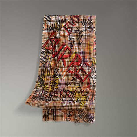 burberry silk graffiti scarf|Burberry silk scarf women.